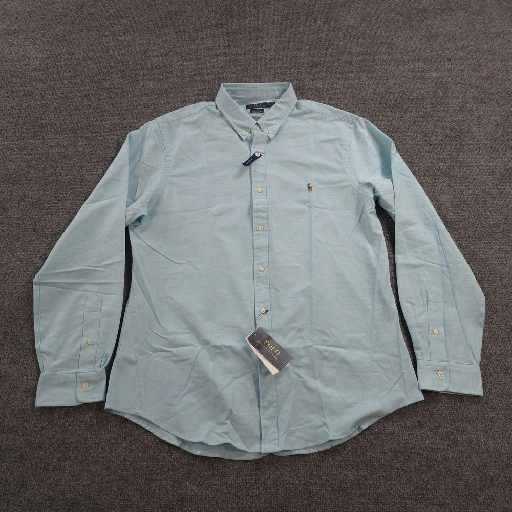 Polo Ralph Lauren Shirt Mens XL Blue Slim Fit Stretch Oxford Core Replen NEW